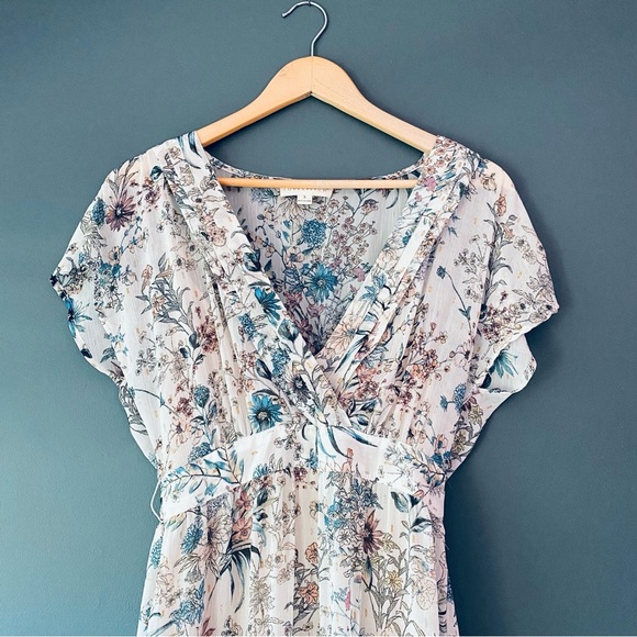 Lovestitch S Floral V-Neck Ruffles Garden Girly Summer Sun Feminine Dress​ - Picture 2 of 12